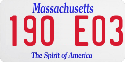 MA license plate 190EO3