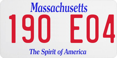 MA license plate 190EO4