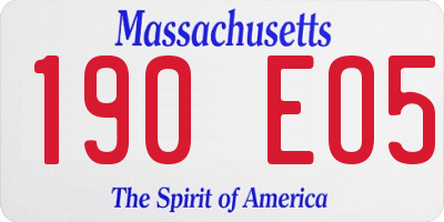 MA license plate 190EO5