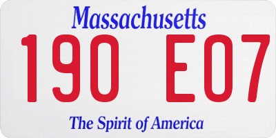 MA license plate 190EO7