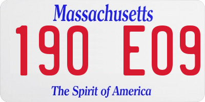 MA license plate 190EO9