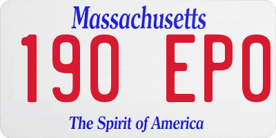 MA license plate 190EP0