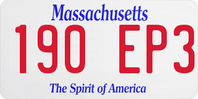 MA license plate 190EP3