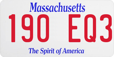 MA license plate 190EQ3