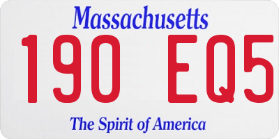 MA license plate 190EQ5