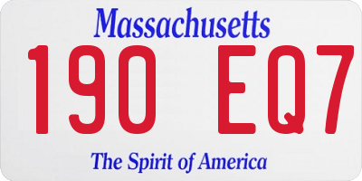 MA license plate 190EQ7