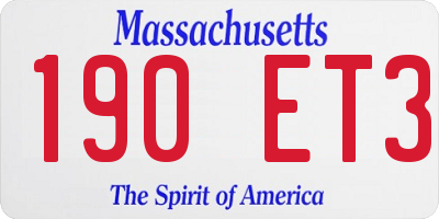 MA license plate 190ET3