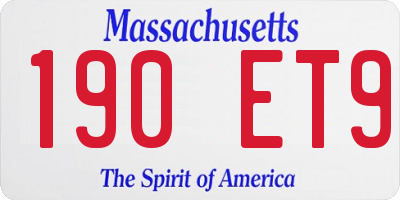 MA license plate 190ET9