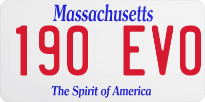 MA license plate 190EV0