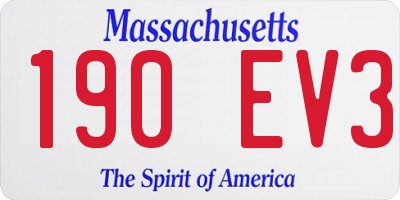 MA license plate 190EV3