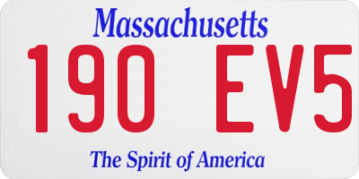 MA license plate 190EV5