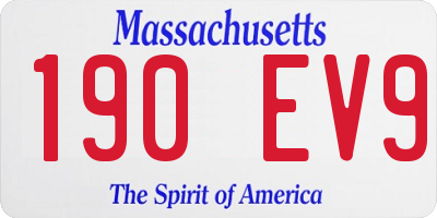 MA license plate 190EV9