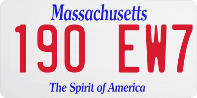 MA license plate 190EW7