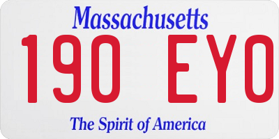 MA license plate 190EY0