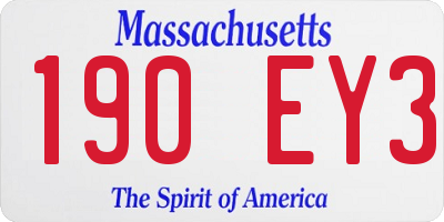 MA license plate 190EY3