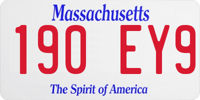 MA license plate 190EY9