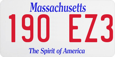 MA license plate 190EZ3