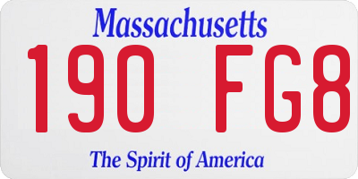 MA license plate 190FG8