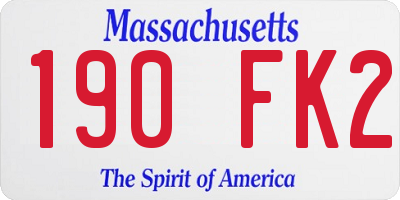 MA license plate 190FK2