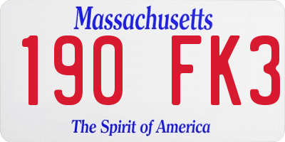 MA license plate 190FK3