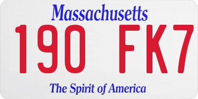 MA license plate 190FK7