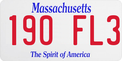 MA license plate 190FL3