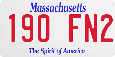 MA license plate 190FN2