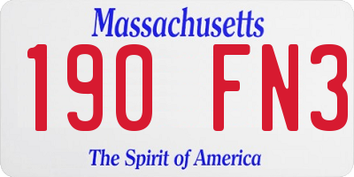 MA license plate 190FN3