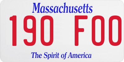 MA license plate 190FO0