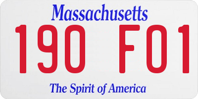 MA license plate 190FO1