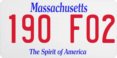 MA license plate 190FO2