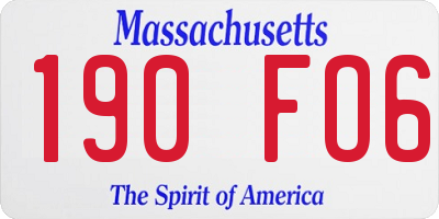 MA license plate 190FO6