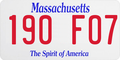 MA license plate 190FO7