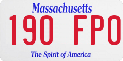MA license plate 190FP0