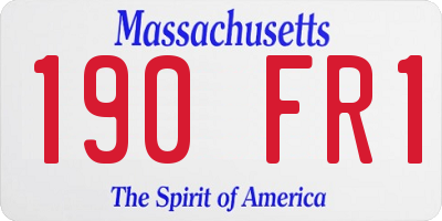 MA license plate 190FR1