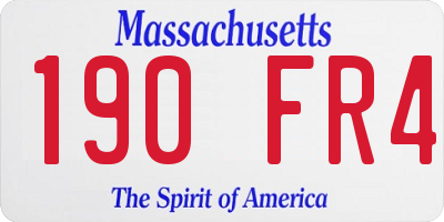 MA license plate 190FR4