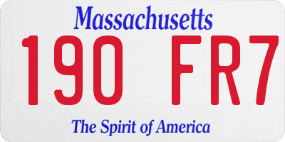 MA license plate 190FR7