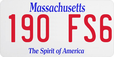 MA license plate 190FS6