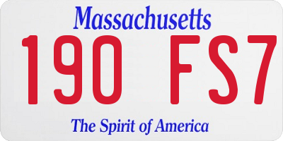 MA license plate 190FS7
