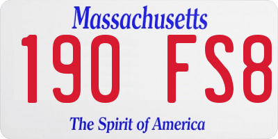 MA license plate 190FS8