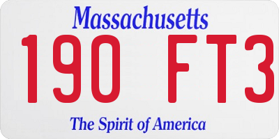 MA license plate 190FT3