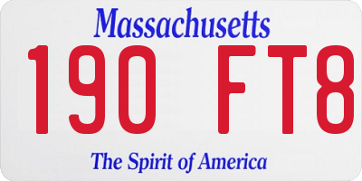 MA license plate 190FT8