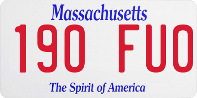 MA license plate 190FU0
