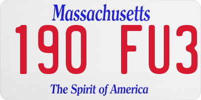 MA license plate 190FU3