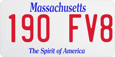 MA license plate 190FV8