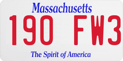 MA license plate 190FW3