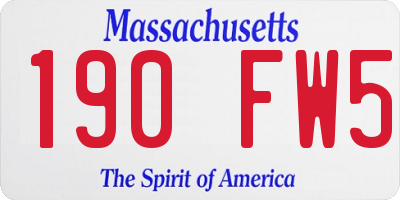 MA license plate 190FW5