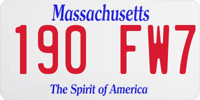 MA license plate 190FW7