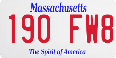 MA license plate 190FW8