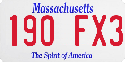 MA license plate 190FX3